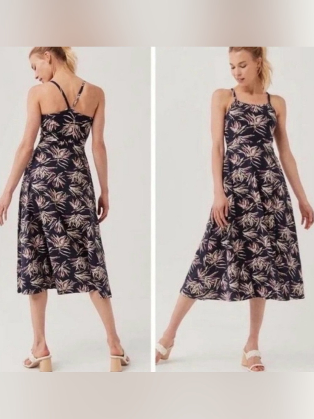 Pact Size XS Fit & Flare Mini Dress Freesia Palms Shelf Bra Pockets Organic Ctn